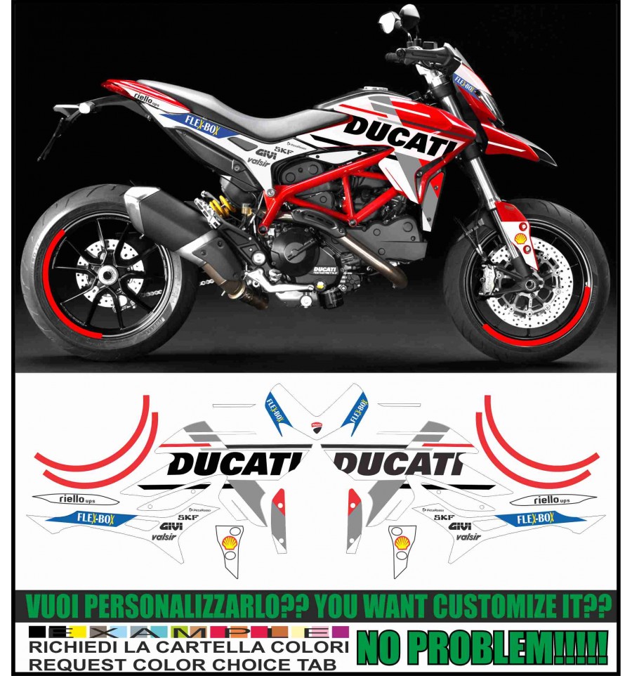Sticker Set Für Ducati Hypermotard 821 Design Dreifarbig