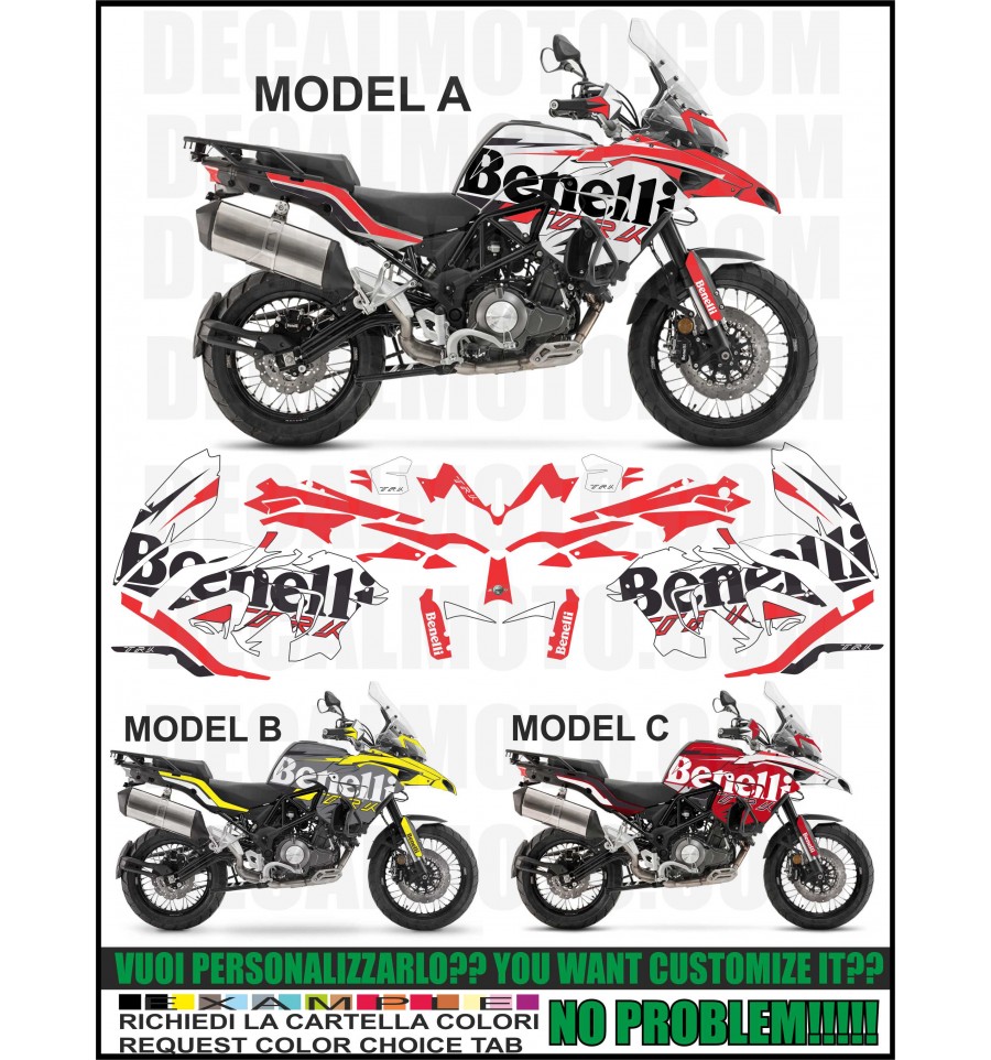 stickers moto decal scegli colore cod.1414 Kit Adesivi compatibile BENELLI TRK 502-12 pezzi 074 GRIGIO MEDIO 