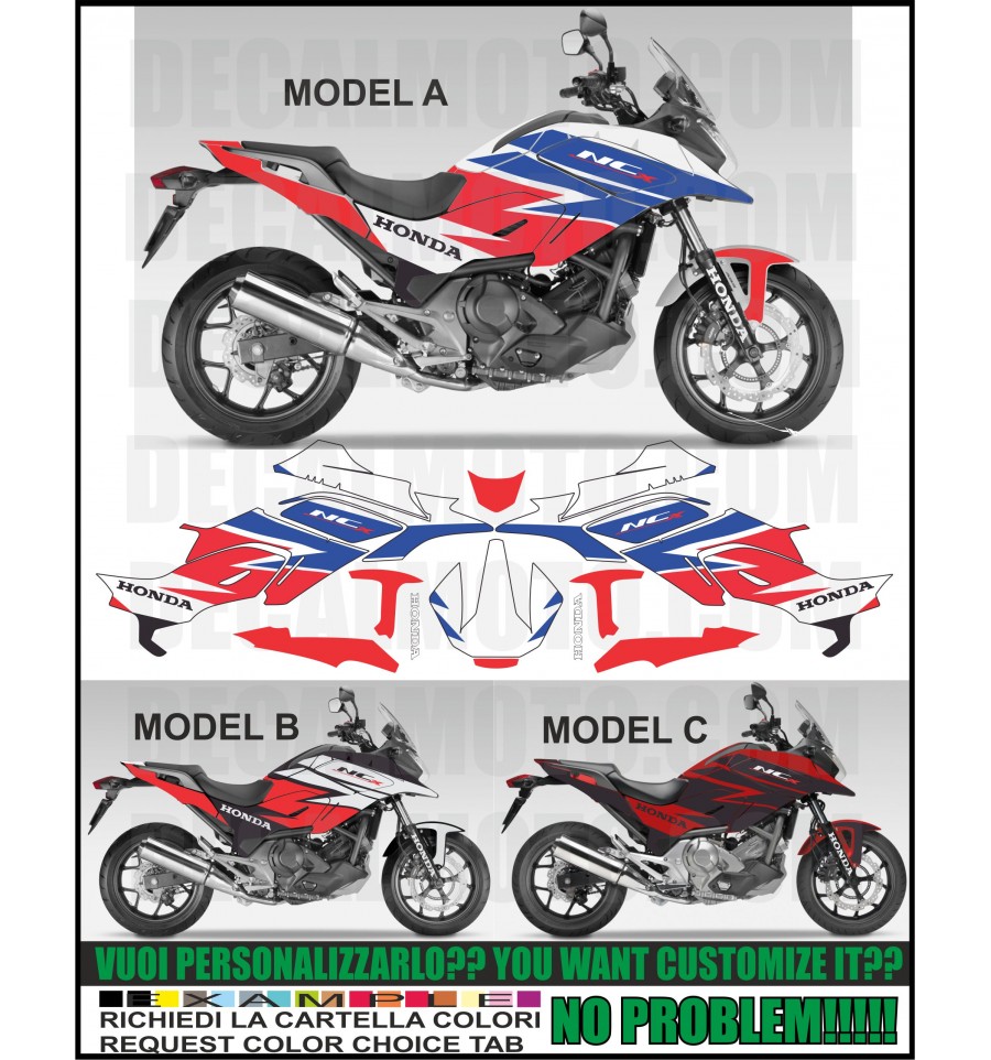 2x ADESIVI Argento Bianco compatibile con Honda NC 700 X 2011 2015 NC700 moto